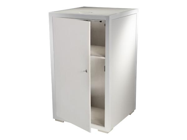 Powered Locking Pedestal, White, 42" -- Trade Show Rental Furniture